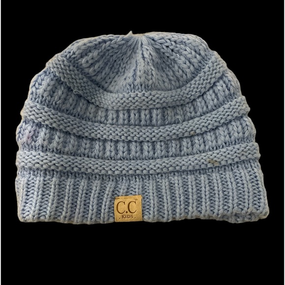C.C Kids beanie hat periwinkle blue knit so cute winter ski hat EUC - Picture 3 of 3